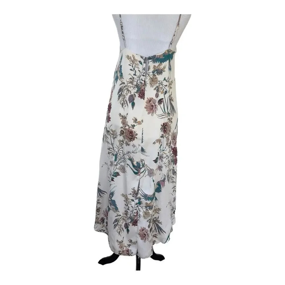 Honey Punch Spring Cream Floral High Low Dress with side Pockets - Picture 4 of 11